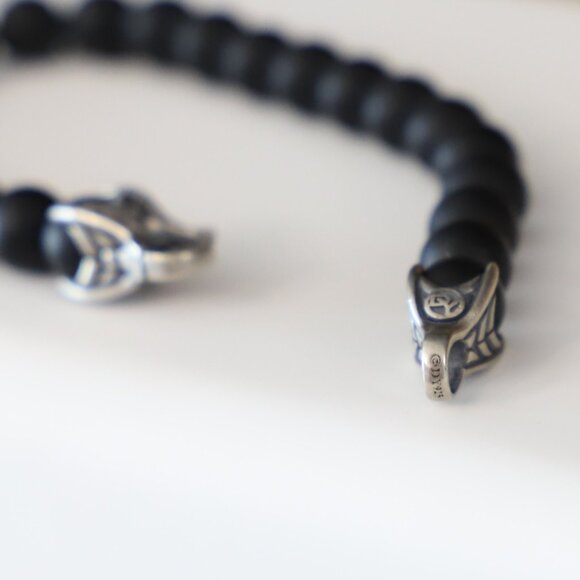 David Yurman Men's 8mm Spiritual Beads Bracelet with Black Onyx 8.5" - Picture 6 of 6